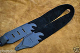 Carlino SRV style Strap Replica black leather, with white notes, suede backing