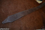 Carlino Custom Kodiak Oiled Brown Leather Guitar Strap w/Black leather backing