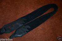 Carlino Custom White Leather Lightening Double Bolt Black Leather Guitar Strap