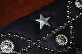Carlino Custom NEW Sine Wave/Star Studded Black Leather Guitar Strap 3" wide