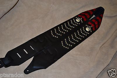 Carlino Custom Studded Weave Black Leather Guitar Strap