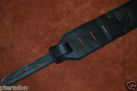 Carlino Custom White Leather Lightening Double Bolt Black Leather Guitar Strap