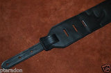 Carlino Custom White Leather Lightening Double Bolt Black Leather Guitar Strap