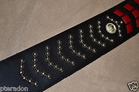 Carlino Custom Studded Weave Black Leather Guitar Strap