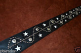 Carlino Custom NEW Sine Wave/Star Stud Leather Guitar Strap 3" wide Full length