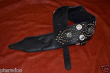 Carlino Custom NEW PS style Abalone and Silver Concho Swirl Black Leather Strap