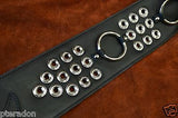 Carlino MetalMan Black Leather British Steel Guitar Strap, 3.5" , Chrome rings