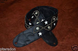 Carlino Custom NEW Sine Wave/Star Stud Leather Guitar Strap 3" wide Full length