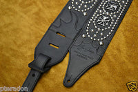 Carlino Signature Joe Stump Iron Cross Leather Studded Guitar Strap, Maltese
