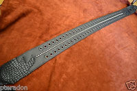 Carlino Custom Select Black Leather & Black Grommet and Stud Metal Guitar Strap