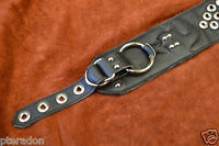 Carlino MetalMan Black Leather British Steel Guitar Strap, 3.5" , Chrome rings