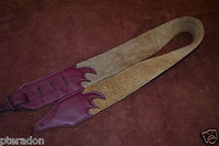 Carlino Custom Wine/Cream Lightening Double Bolt/Studded Leather Guitar Strap