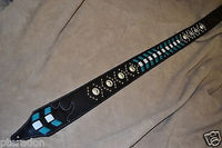 Carlino Custom Turquoise Weave Studded Leather Guitar Strap with Silver Conchos