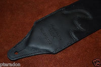 Carlino Custom Red Lightening Double Bolt/Studded Black Leather Guitar Strap