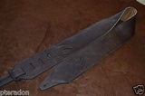 Carlino Custom Kodiak Oiled Brown Leather Guitar Strap w/Black leather backing