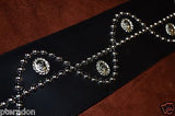 Carlino Custom NEW Sine Wave Studded Black Leather Guitar Strap 3" wide