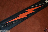 Carlino Custom Orange Lightening Double Bolt/Studded Leather Guitar Strap