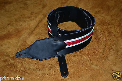 Carlino Custom Racing Stripe Series Guitar Strap, red and white racing Stripe