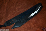 Carlino Custom Lightening  White Bolt Black Leather Guitar Strap