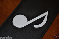 Carlino SRV style Strap Replica black leather, with white notes, suede backing