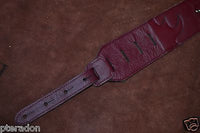 Carlino Custom Wine/Cream Lightening Double Bolt/Studded Leather Guitar Strap