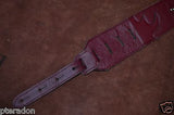 Carlino Custom Wine/Cream Lightening Double Bolt/Studded Leather Guitar Strap