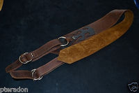 Carlino Gladiator Kodiak Oil Brown Leather Guitar Strap For Heavy Guitars 3.5"