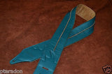 Carlino Custom Single Stud Row Luxury Leather Guitar Strap, Teal w/Tobacco back