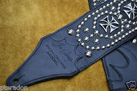 Carlino Signature Joe Stump Iron Cross Leather Studded Guitar Strap, Maltese