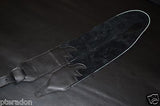 Carlino Custom Teal Leather Flame Black Leather Guitar Strap