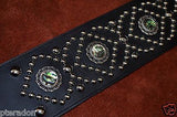 Carlino Custom NEW Abalone Concho Diamond Pattern Leather Guitar Strap