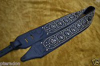 Carlino Signature Joe Stump Iron Cross Leather Studded Guitar Strap, Maltese