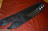 Carlino Custom Woven Leather and Studded Black Leather Guitar Strap, total metal