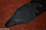 Carlino Exotic Series Tiger Eye Concho Studded Black Leather Guitar Strap