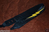 Carlino Custom Yellow Lightening Double Bolt/Studded Leather Guitar Strap