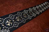 Carlino Iron Cross Studded Custom Guitar Strap, Aged Silver Maltese Crosses