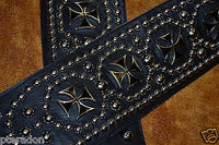 Carlino Signature Joe Stump Iron Cross Leather Studded Guitar Strap, Maltese
