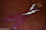 Carlino Custom Wine/Cream Lightening Double Bolt/Studded Leather Guitar Strap