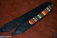 Carlino Custom Santa Fe Leather/Suede Cartouche Guitar Strap, Atzec Rio Grande