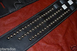 Carlino Custom Woven Leather and Studded Black Leather Guitar Strap, total metal