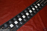 Carlino Custom Woven Leather and Studded Black Leather Guitar Strap, total metal