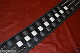 Carlino Custom Woven Leather and Studded Black Leather Guitar Strap, total metal