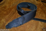 Franklin Guitar Strap Model # FS-BK-G black leather with Gold Stitching
