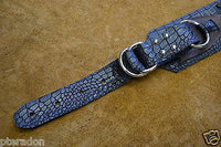 Carlino Gladiator Crocodile Pattern Cowhide 3.5" Black Leather Strap with Flames