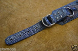 Carlino Gladiator Crocodile Pattern Cowhide 3.5" Black Leather Strap with Flames