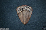 Laser Engraved Wooden Expression Guitar Picks, Tapered Thumb Grip