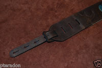 Carlino Custom Santa Fe Brown Leather Cartouche Guitar Strap, Atzec Rio Grande