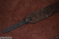 Carlino Custom Studded Western Swirl Kodiak Oiled Brown Leather Guitar Strap