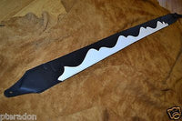 Carlino Custom Leather Guitar Strap, Black and White Leather Wave Design