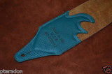 Carlino Custom Single Stud Row Luxury Leather Guitar Strap, Teal w/Tobacco back